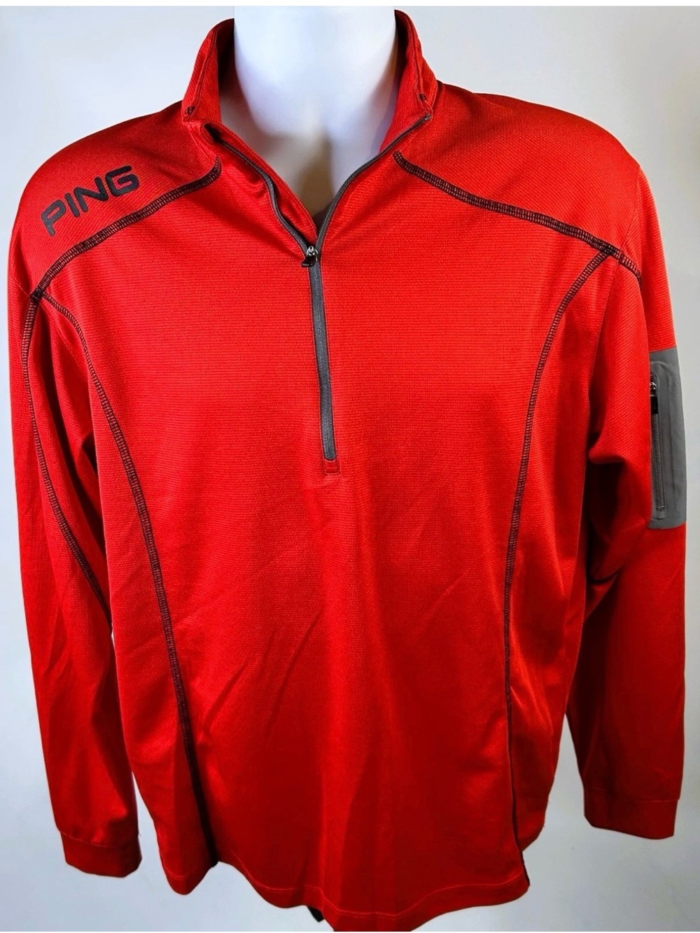 PING Red Quarter-Zip Athletic Pullover with Contrast Trim